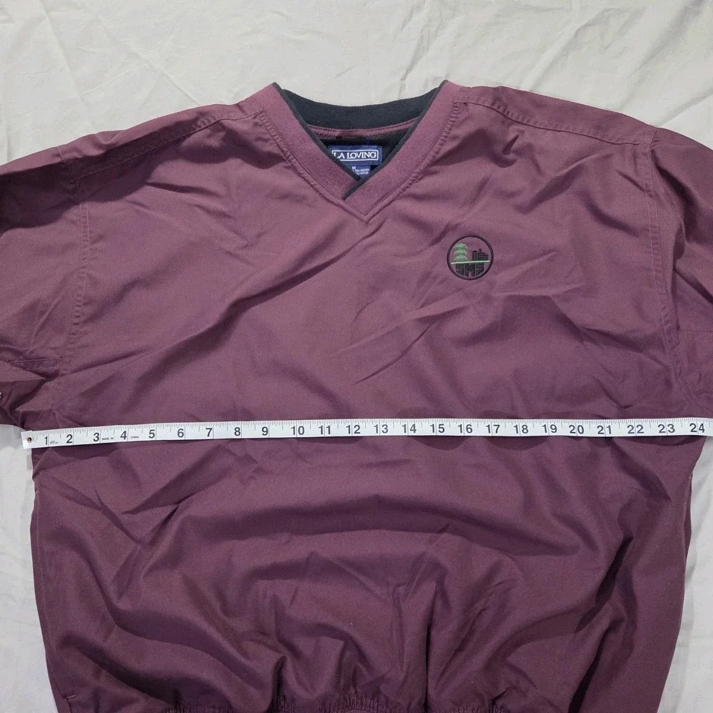 VTG LA Loving Men's Pullover Windbreaker Jacket Purple V-neck Embroidered Sz M